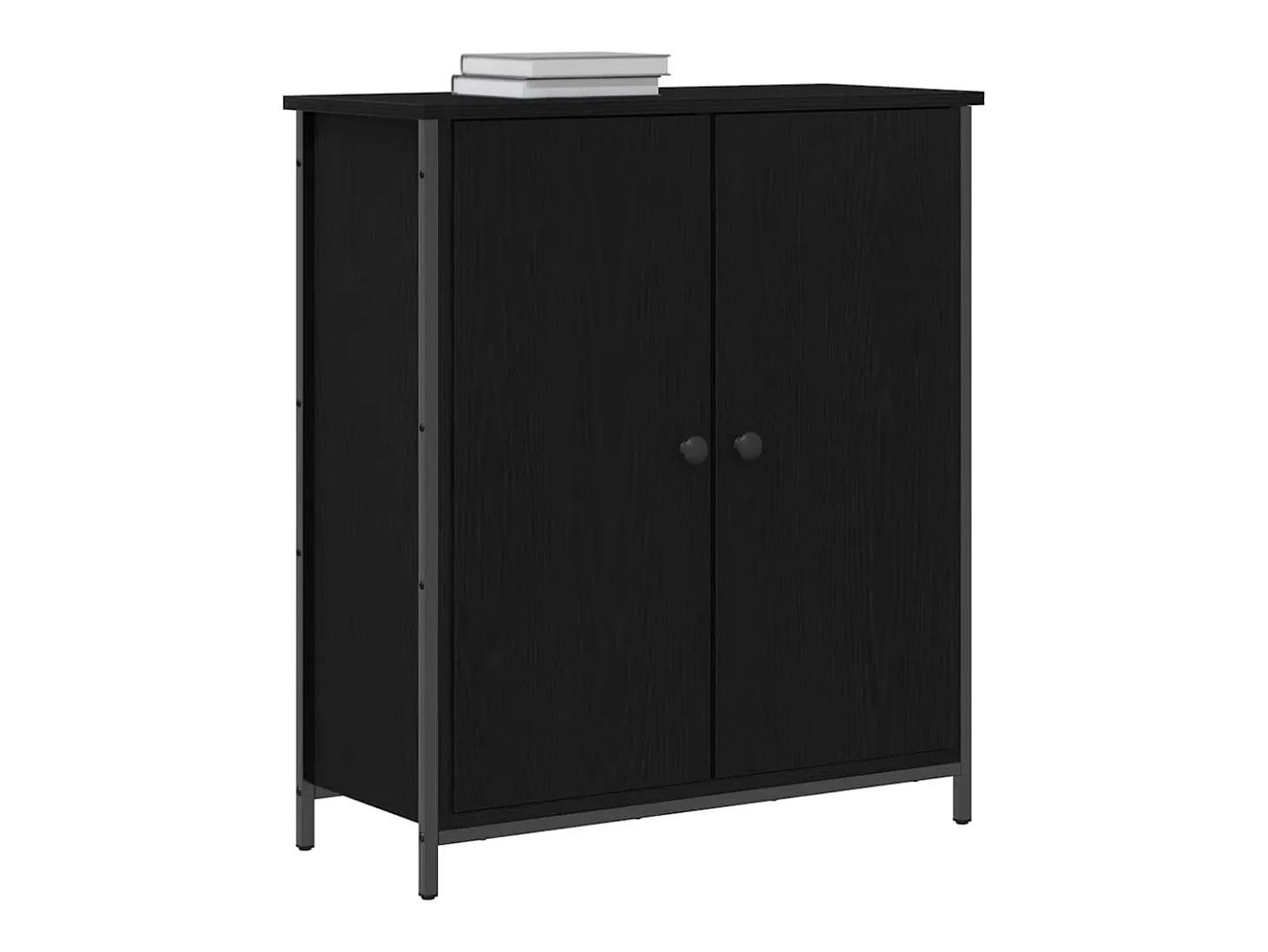 Aparador de roble negro 70x30x80 cm Madera de ingeniería y acero