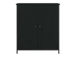 Aparador de roble negro 70x30x80 cm Madera de ingeniería y acero