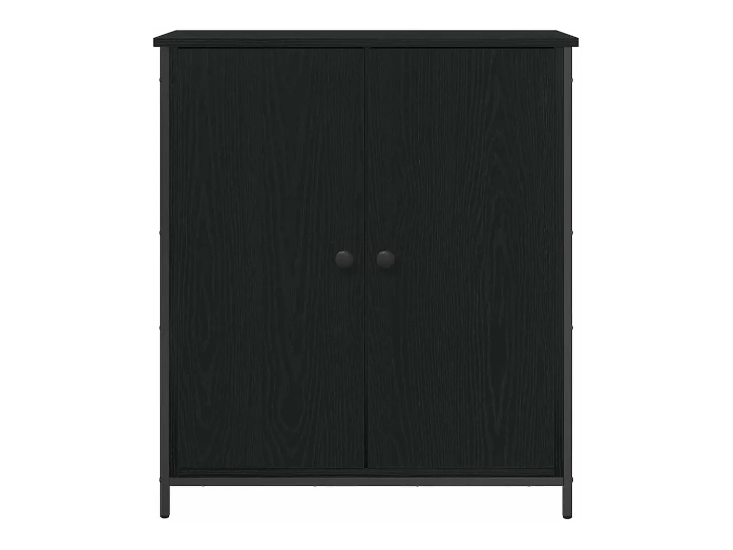 Aparador de roble negro 70x30x80 cm Madera de ingeniería y acero