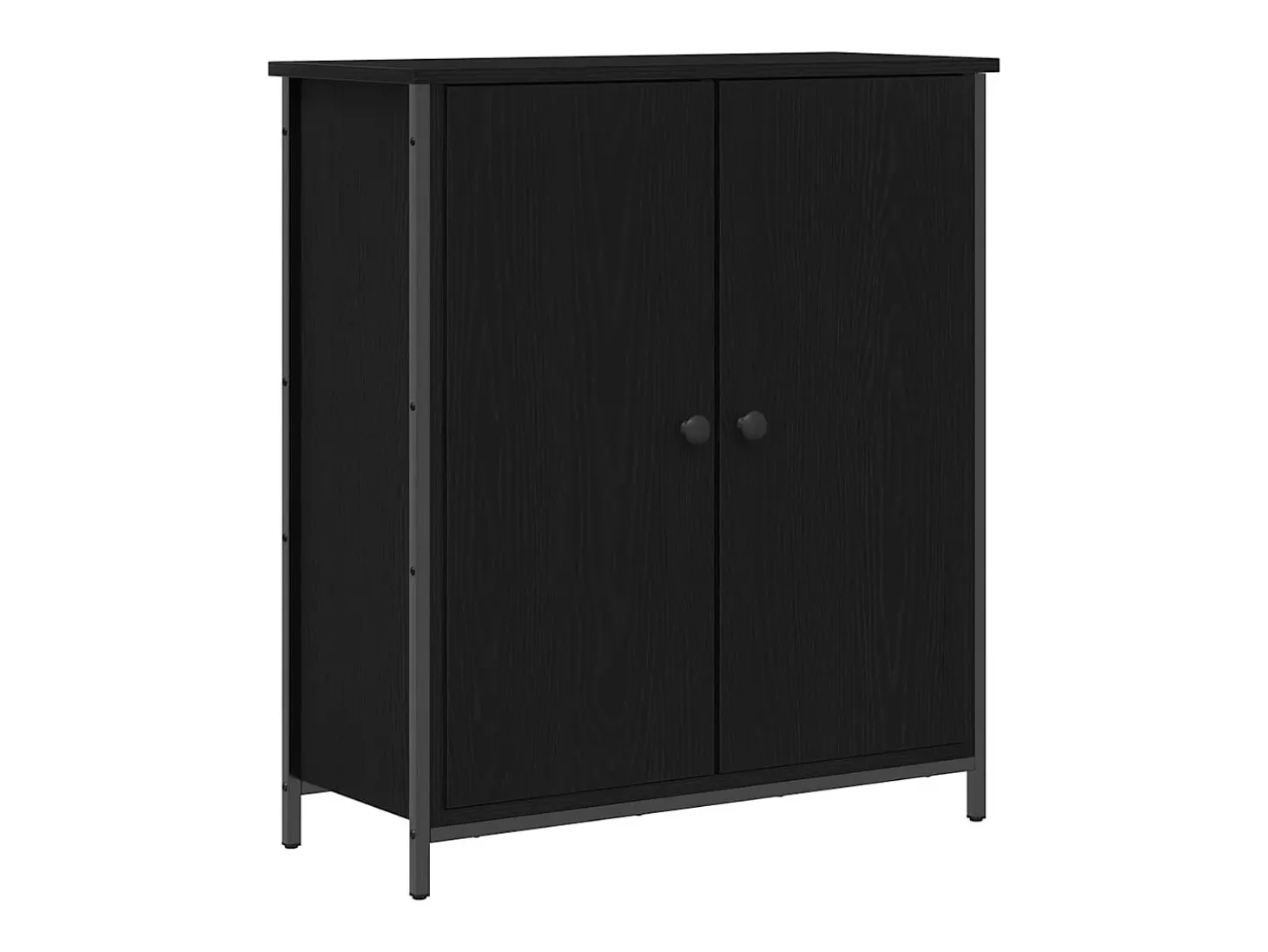 Aparador de roble negro 70x30x80 cm Madera de ingeniería y acero