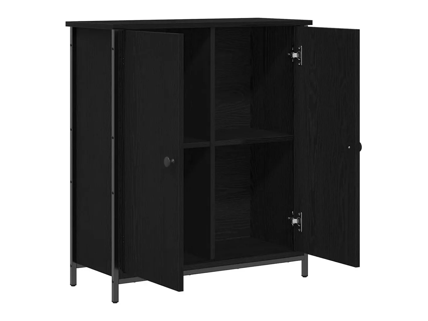 Aparador de roble negro 70x30x80 cm Madera de ingeniería y acero
