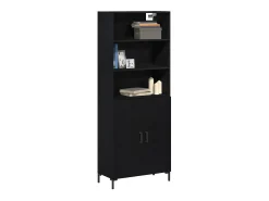 Aparador de roble negro 69,5x34x180 cm Madera de ingeniería