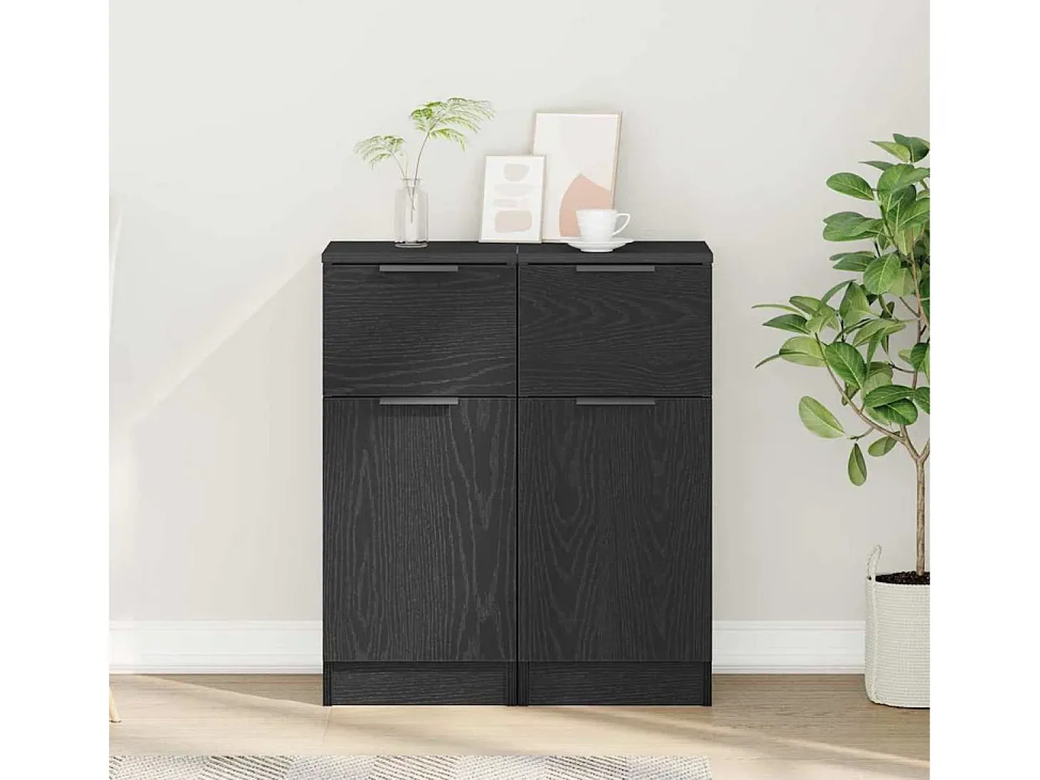 Aparador de roble negro 30x30x70 cm MDF