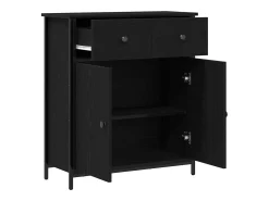 Aparador de Roble Negro 70x30x80 cm Madera Reconstituida y Acero
