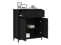 Aparador de Roble Negro 70x30x80 cm Madera Reconstituida y Acero