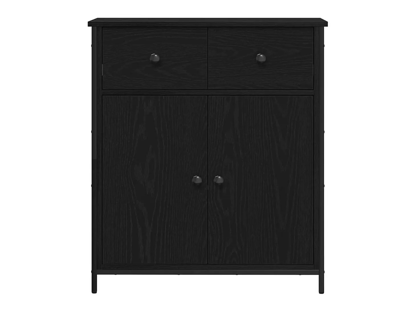 Aparador de Roble Negro 70x30x80 cm Madera Reconstituida y Acero