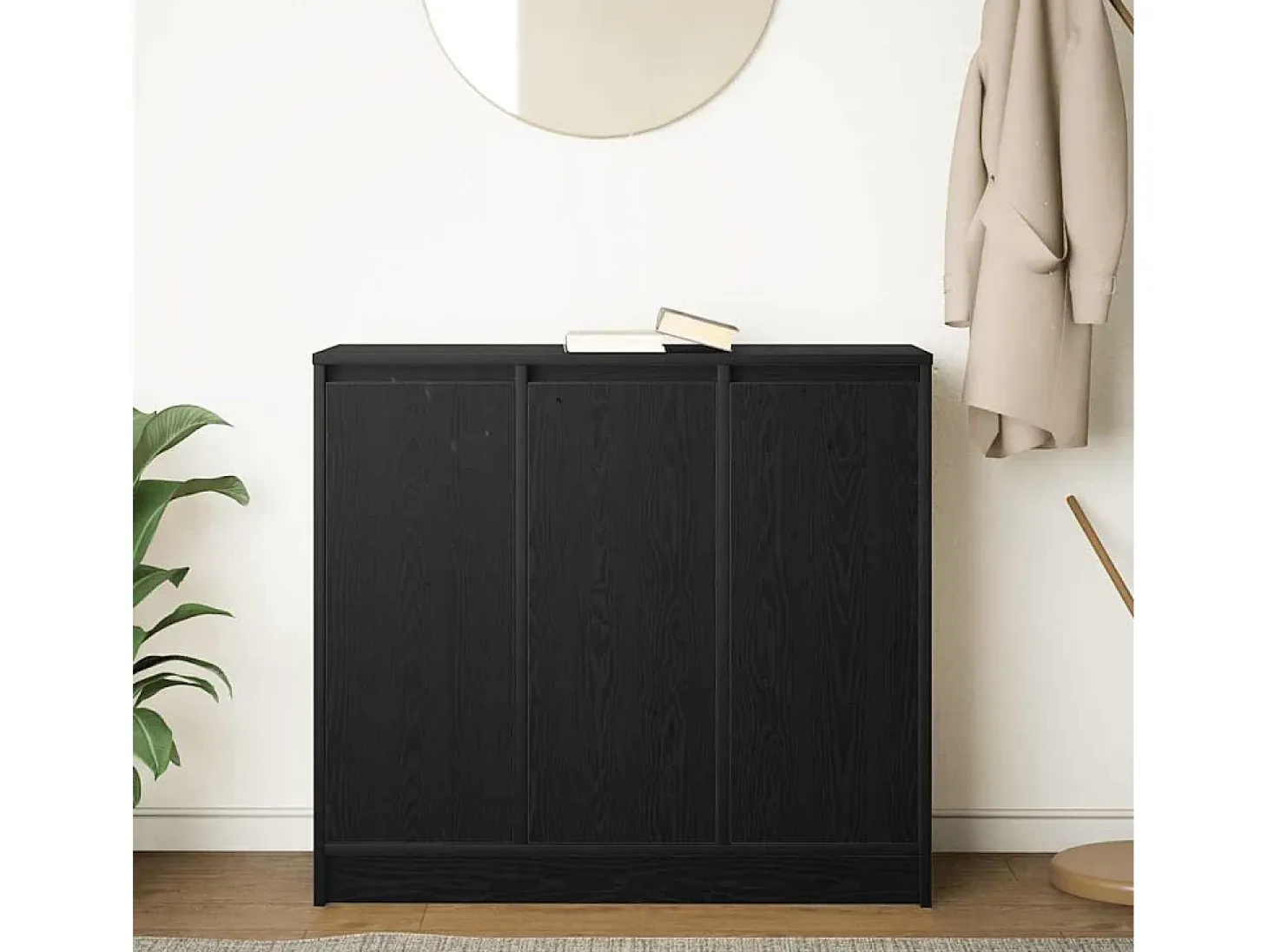 Aparador de roble negro 85x34x76 cm madera de ingeniería