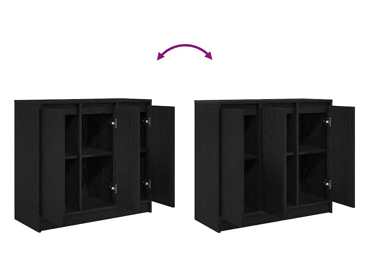 Aparador de roble negro 85x34x76 cm madera de ingeniería