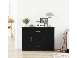Aparador de roble negro 91x29,5x65 cm madera de ingeniería