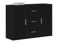 Aparador de roble negro 91x29,5x65 cm madera de ingeniería