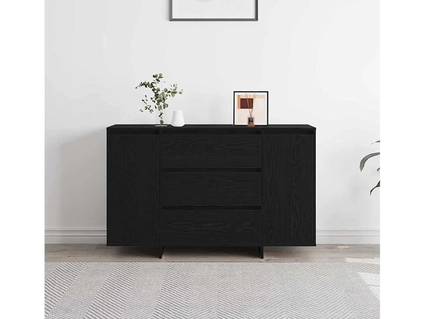 Aparador de roble negro 120x41x75 cm Madera de ingeniería