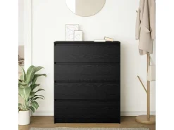 Aparador de roble negro 80x35x99 cm madera de ingeniería