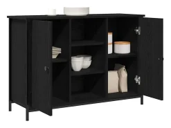 Aparador de roble negro 100x35x70 cm Madera de ingeniería y acero