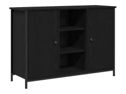 Aparador de roble negro 100x35x70 cm Madera de ingeniería y acero