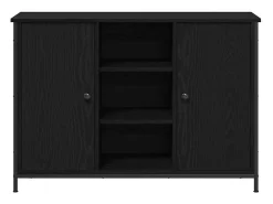 Aparador de roble negro 100x35x70 cm Madera de ingeniería y acero