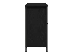 Aparador de roble negro 100x35x70 cm Madera de ingeniería y acero