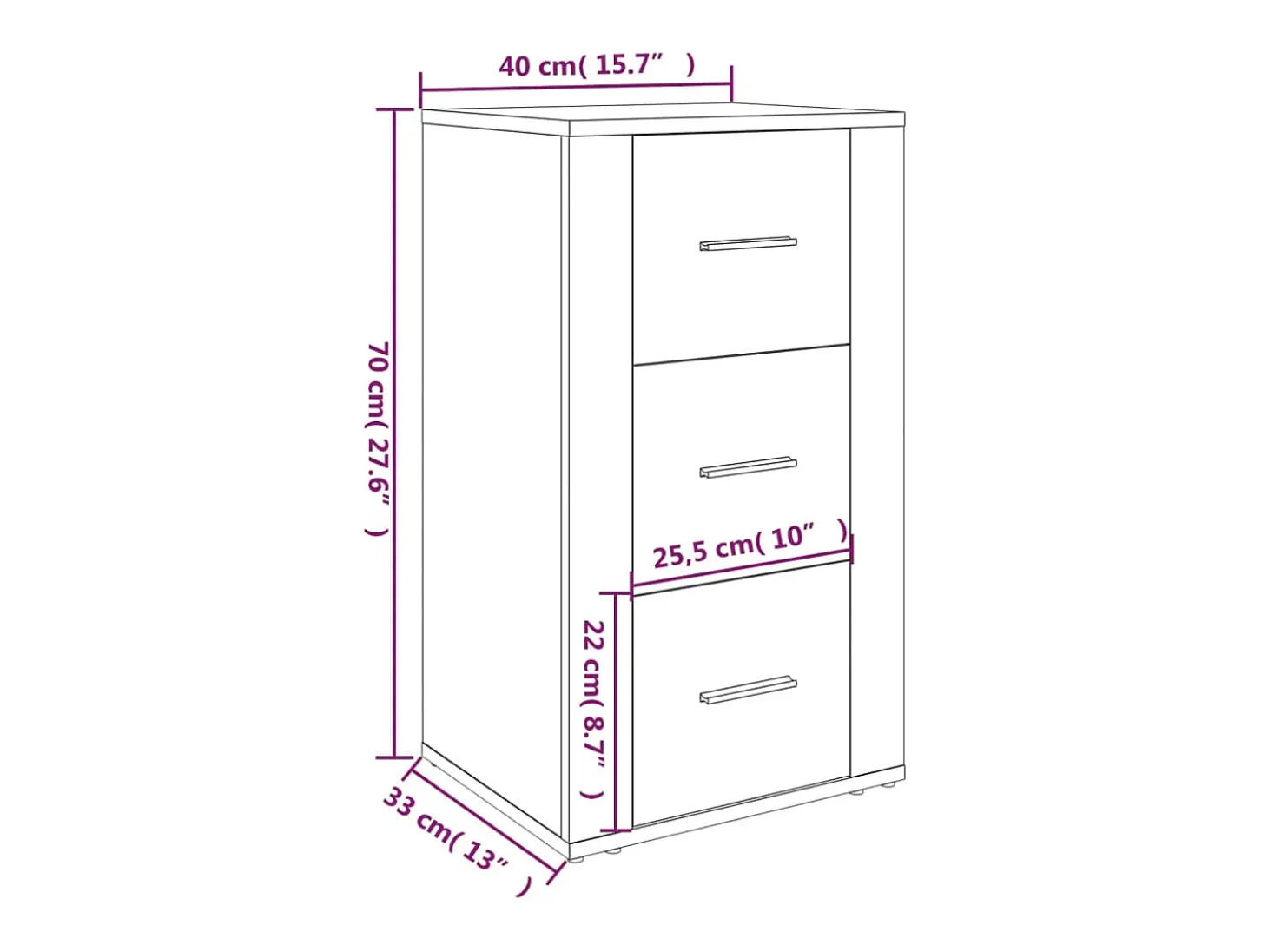 Aparador de roble Sonoma 40x33x70 cm Madera de ingeniería