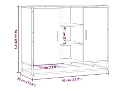Aparador de roble Sonoma 92x35x76 cm madera de ingeniería
