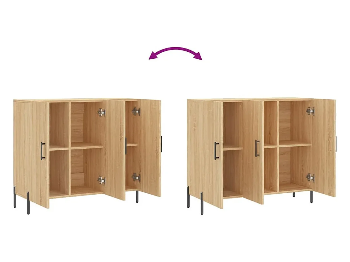 Aparador de roble Sonoma 90x34x80 cm madera de ingeniería