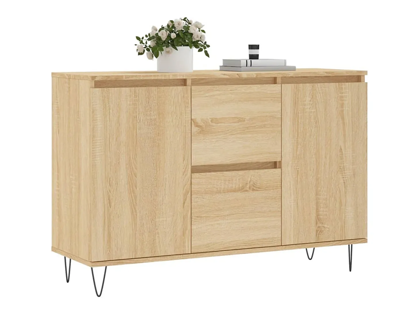 Aparador de roble Sonoma 104x35x70 cm madera de ingeniería