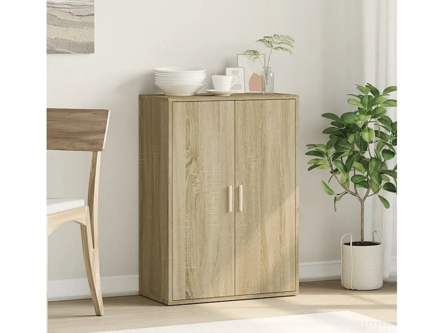 Aparador de roble Sonoma 60x31x84 cm madera de ingeniería