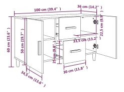 Aparador de roble Sonoma 100x36x60 cm madera de ingeniería