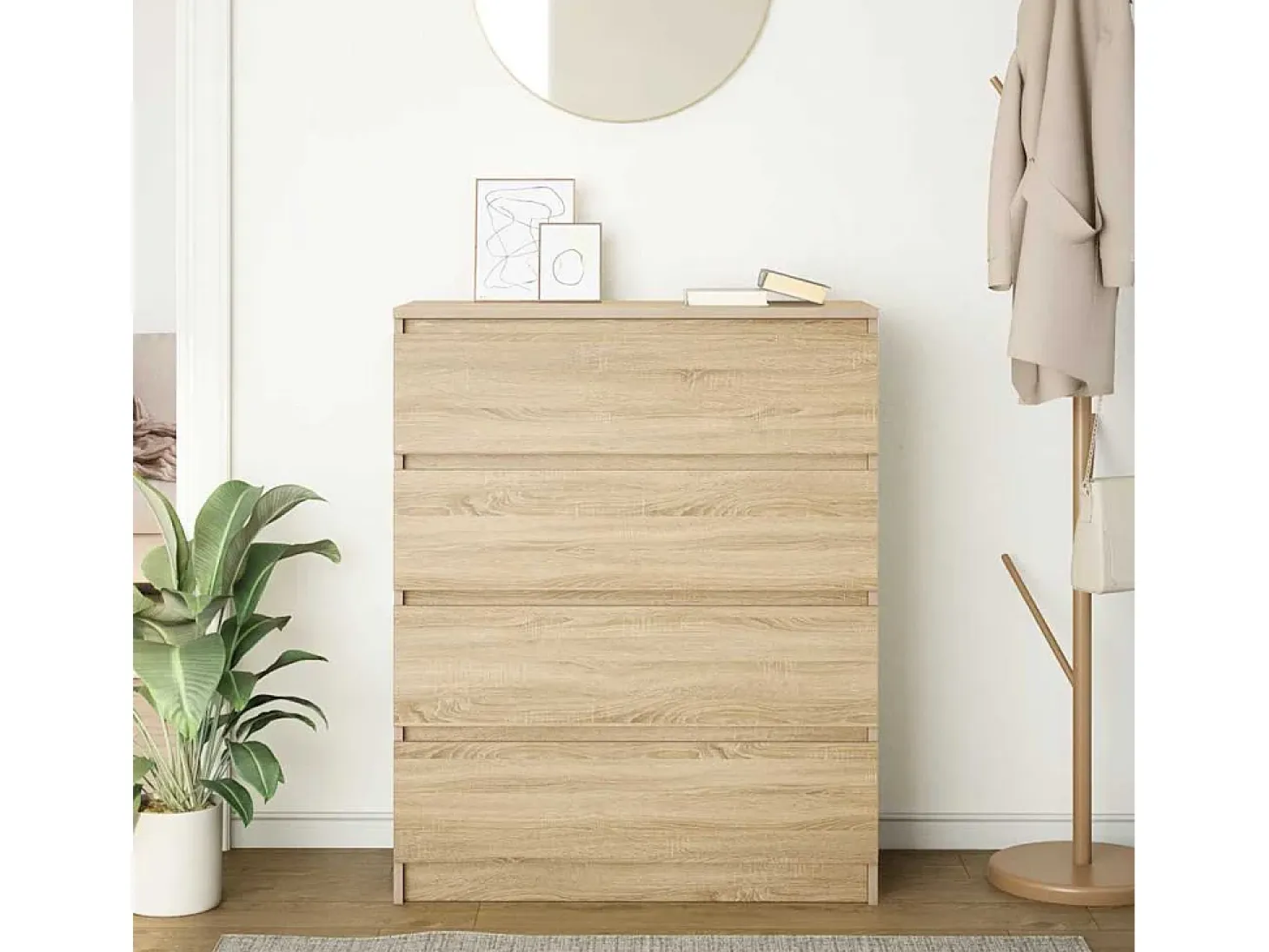 Aparador de roble Sonoma 80x35x99 cm madera de ingeniería
