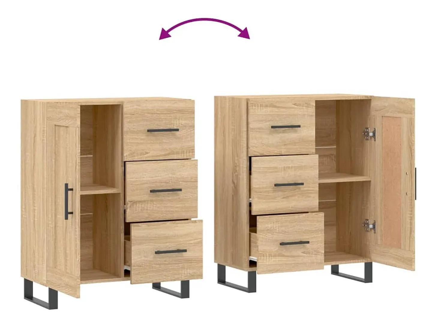 Aparador de roble Sonoma 69,5x34x90 cm madera de ingeniería