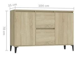 Aparador de roble Sonoma 104x35x70 cm madera de ingeniería