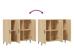 Aparador de roble Sonoma 90x34x80 cm madera de ingeniería