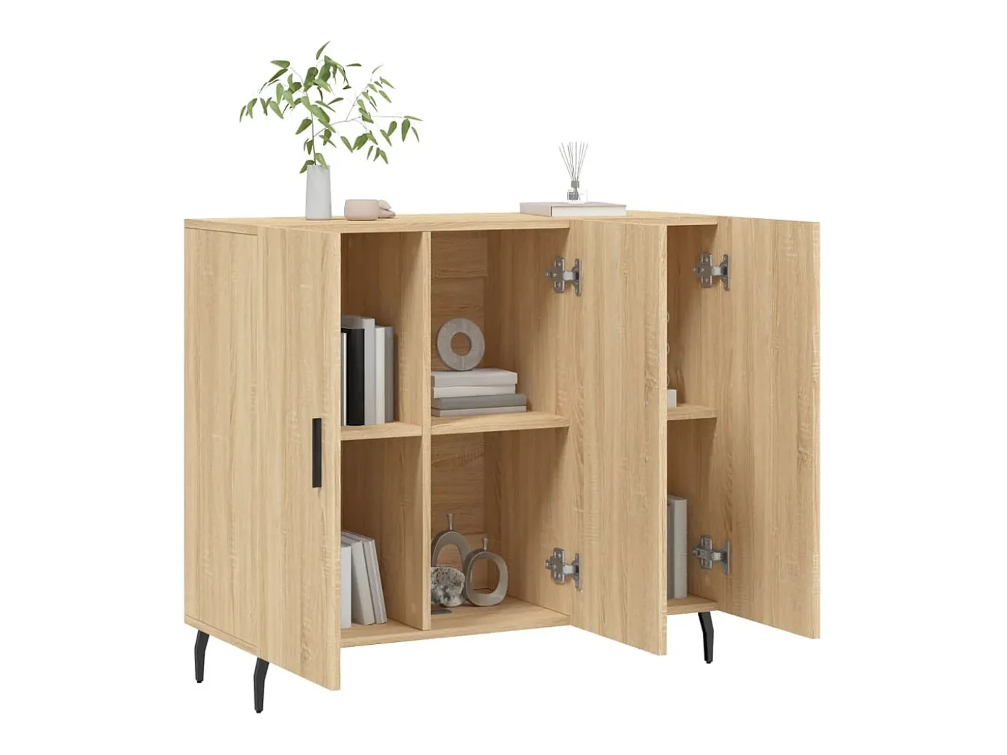 Aparador de roble Sonoma 90x34x80 cm madera de ingeniería