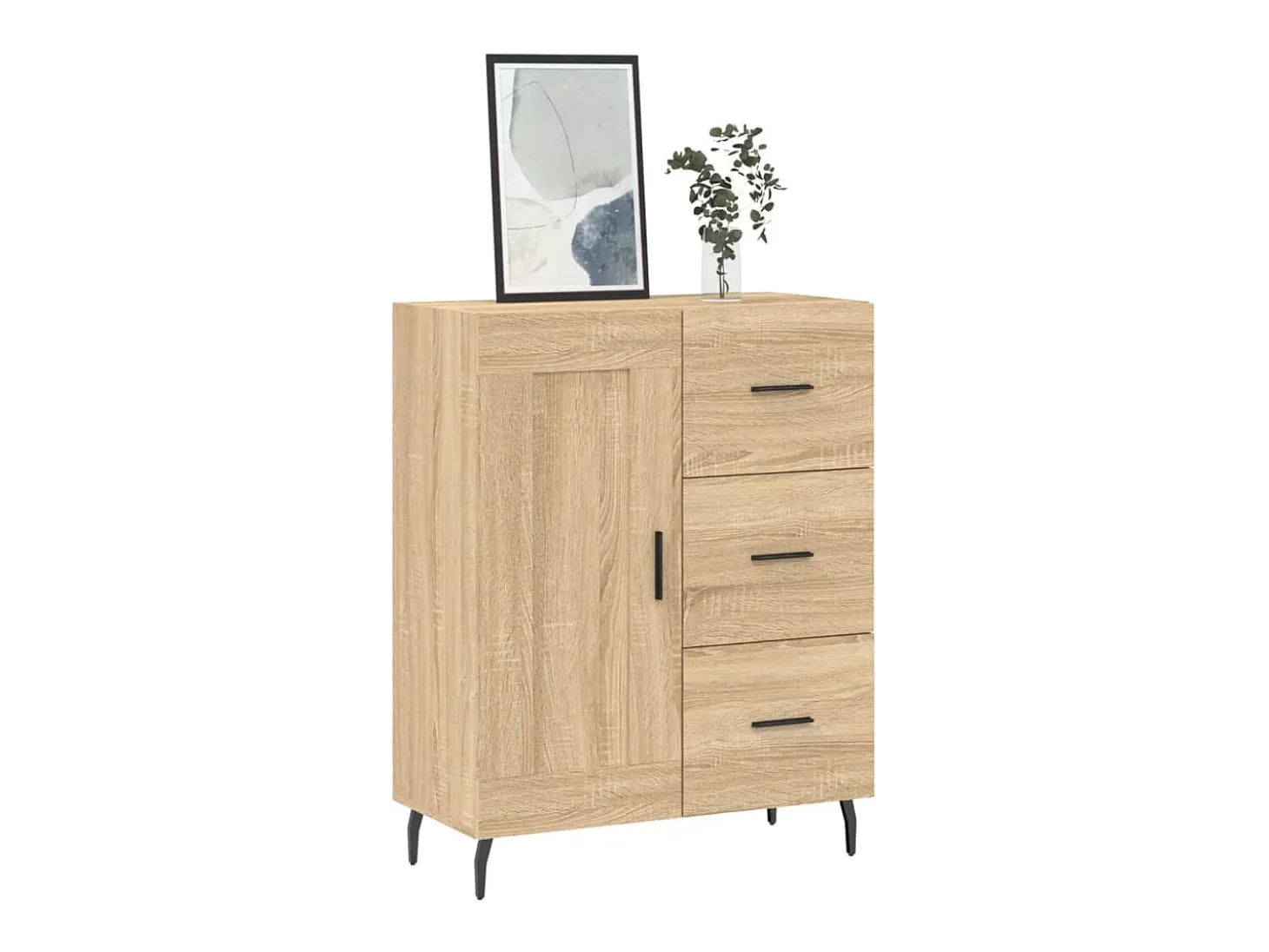 Aparador de roble Sonoma 69,5x34x90 cm madera de ingeniería
