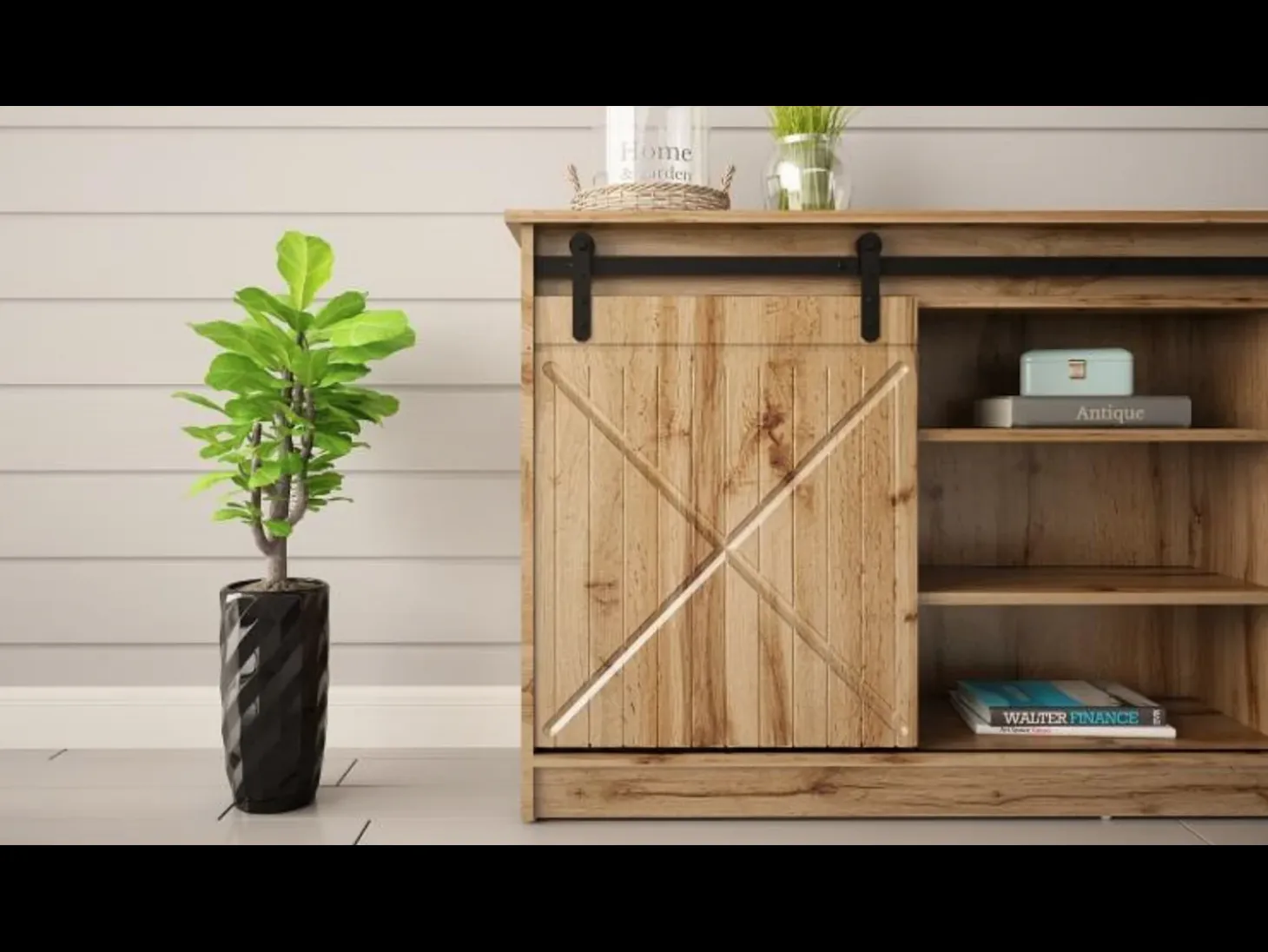Aparador de roble wotan de 160 cm con puertas correderas Hexa