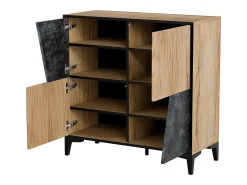 Aparador de roble y hormigón de 90 cm con 4 puertas Ludwig
