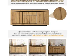 Aparador de salón - 140 x 38,5 x 52 cm - con 4 puertas + 1 cajón - MDF - acabado madera y negro