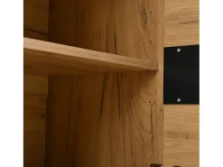 Aparador de salón con 3 puertas de almacenamiento y estantes ajustables – Madera natural y negro