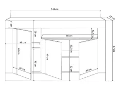 Aparador de salón de 87x144x42 cm con 3 puertas batientes en color blanco y beige Kento