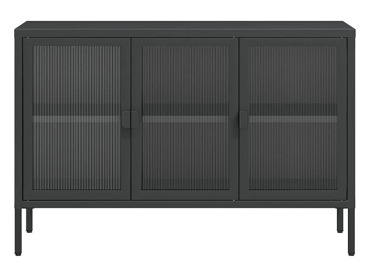 Aparador de vidrio y acero negro 105x35x70 cm
