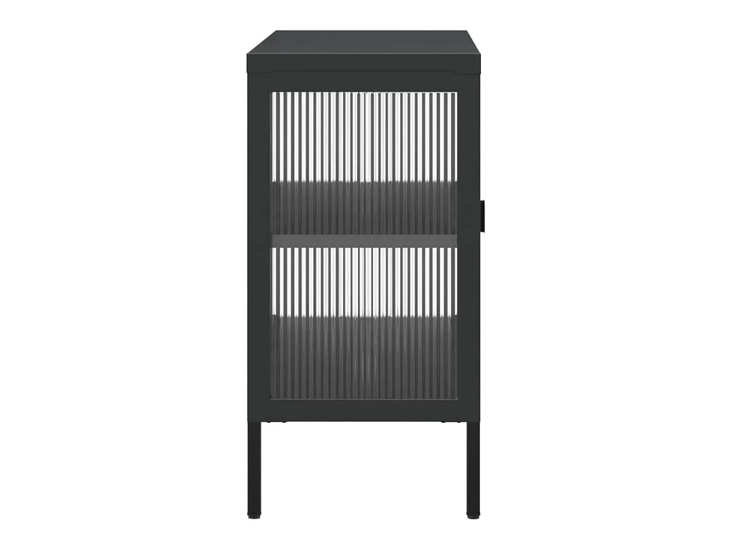 Aparador de vidrio y acero negro 105x35x70 cm