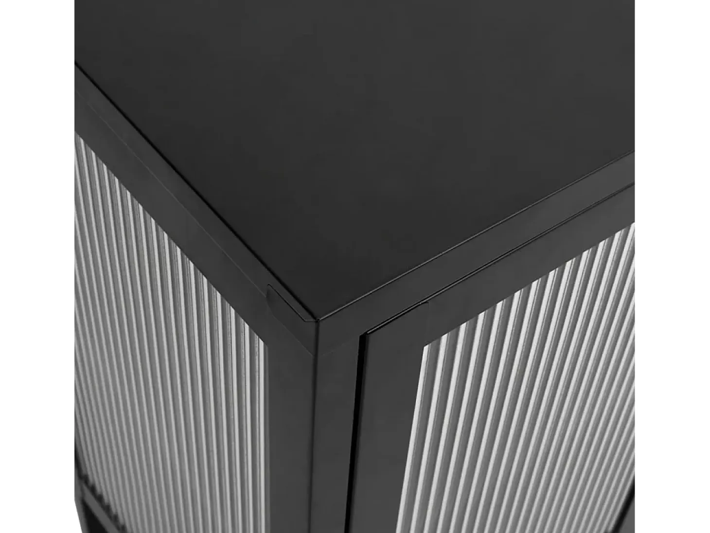 Aparador de vidrio y acero negro 105x35x70 cm