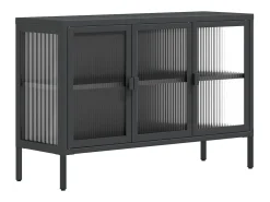 Aparador de vidrio y acero negro 105x35x70 cm