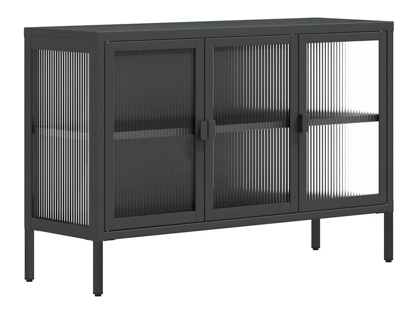 Aparador de vidrio y acero negro 105x35x70 cm