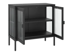 Aparador de vidrio y acero negro 70x35x70 cm