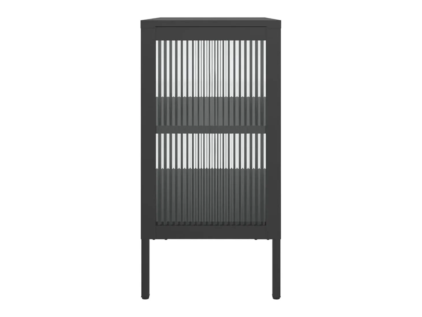 Aparador de vidrio y acero negro 70x35x70 cm