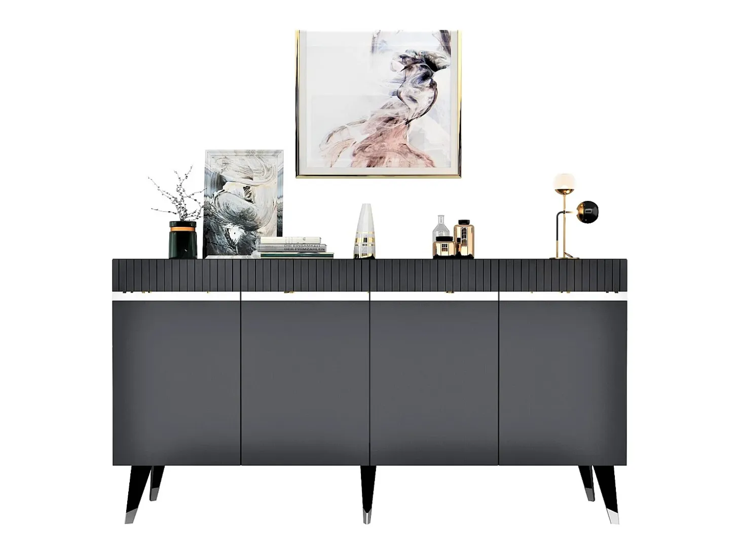 Aparador Defne Antracita Plata 150x40x80 cm