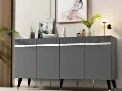 Aparador Defne Antracita Plata 150x40x80 cm