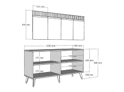Aparador Defne Antracita Plata 150x40x80 cm