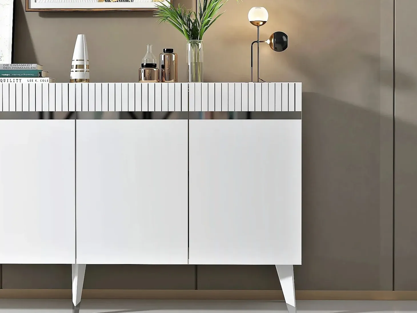 Aparador Defne Blanco Plata 150x40x80 cm