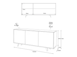 Aparador diseño moderno 3 puertas aparador salón cocina Sterling - Blanco