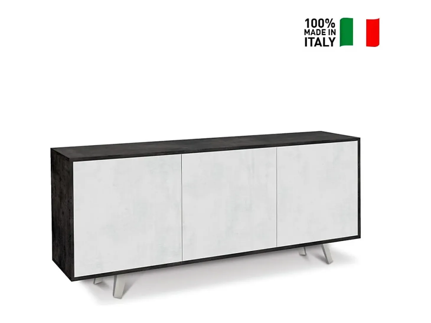 Aparador diseño moderno 3 puertas aparador salón cocina Sterling - Negro - Blanco